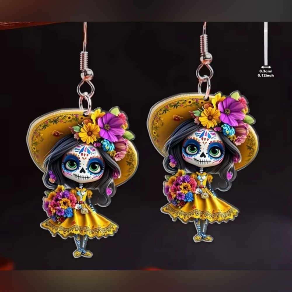 Dia de los Muertos Earrings Halloween Day of the Dead New
